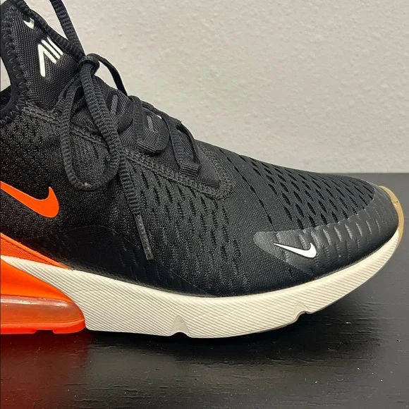 Nike Air Max 270 Black and Orange Athletic Shoes - Picture 8 of 15